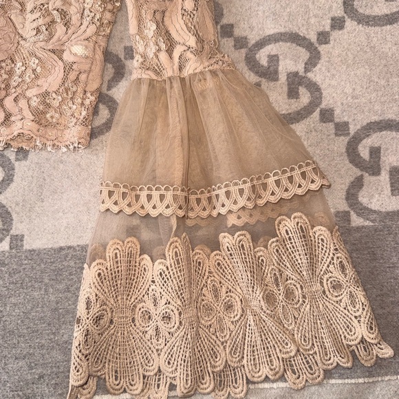 Revamped Lace Bell Sleeve Blouse in Tan - Picture 4 of 10